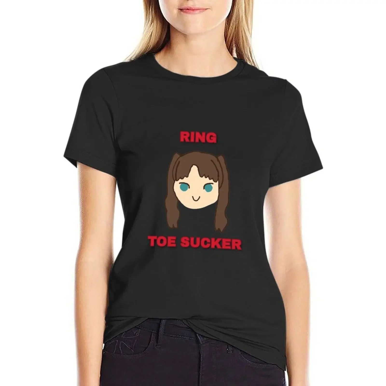 

RING TOE SUCKER T-Shirt Female clothing plus size tops funny Short sleeve tee t shirts for Womens