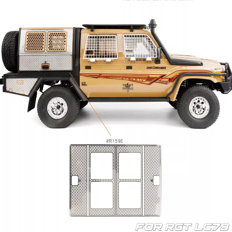 RC Car Folding Window Net Taillight Protective Net Side Skirts Rear Bumper Metal Skid Plate for 1/10 RGT EX86160 Commander LC79