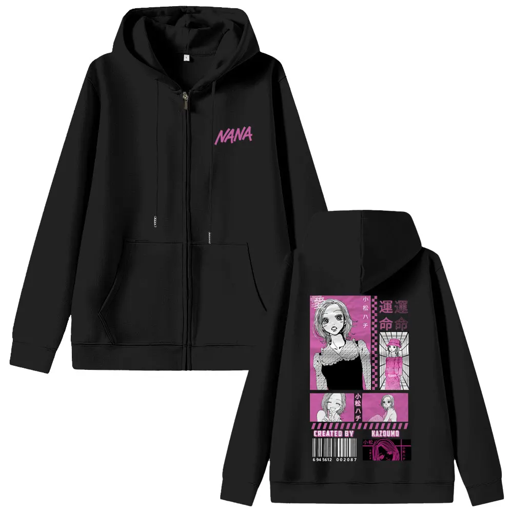 Anime Oosaki Nana Komatsu Nana Graphic Zipper Hoodie Black Stones Zip Up Jacket Men Women Manga Art Aesthetic Zip Up Sweatshirt - view 2
