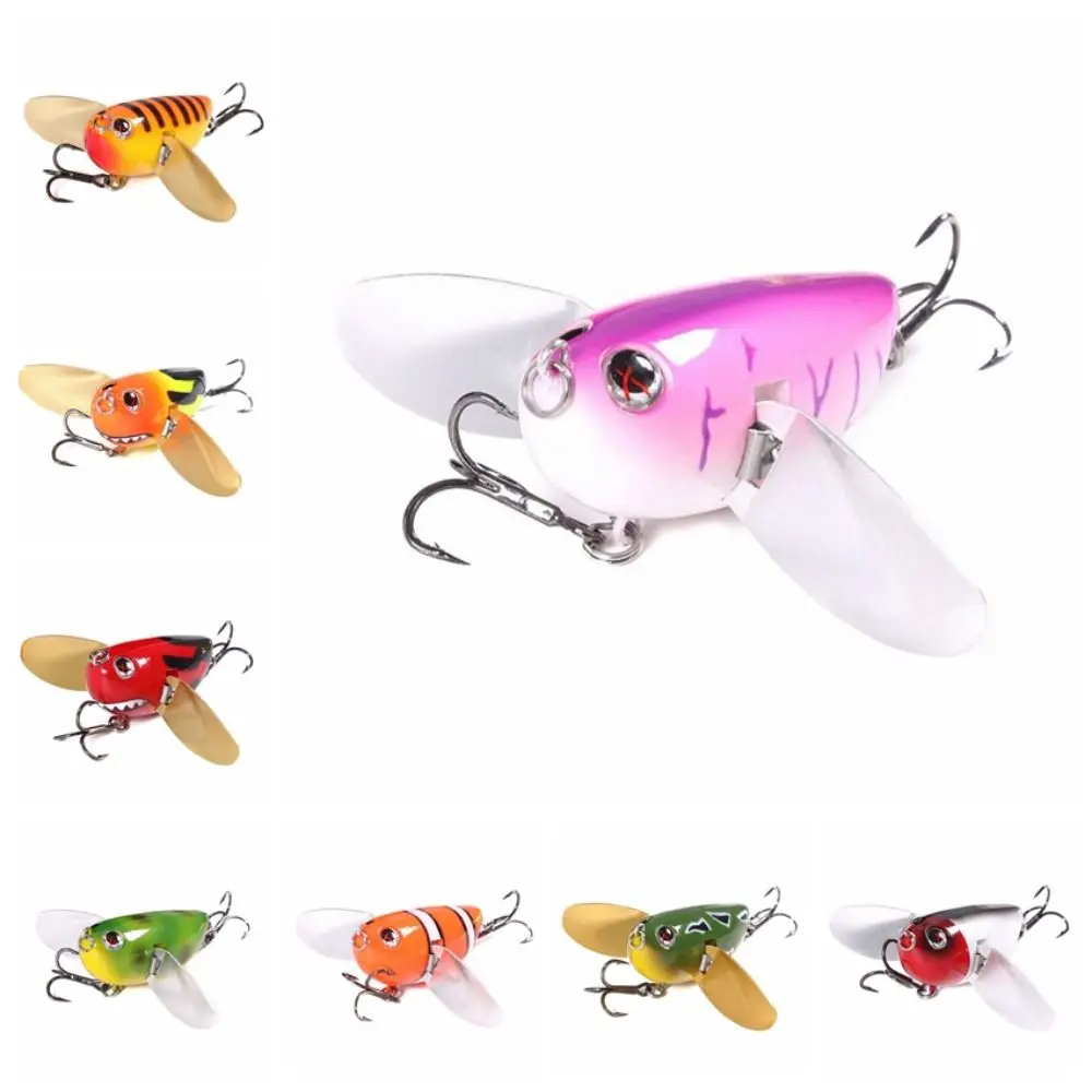 Lifelike Bee Crankbait Lure with Two Metal Spoon Artificial Bee-Shaped Fishing Bait Simulation Bumblebee Fishing Lure Trout