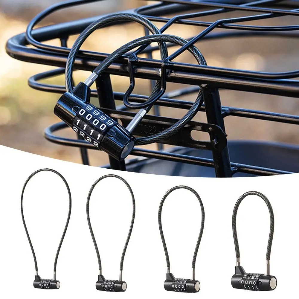 Zinc alloy 4 Digit Combination Lock Wire Rope Resettable Dormitory Cabinet Lock Anti-theft Luggage Password Lock