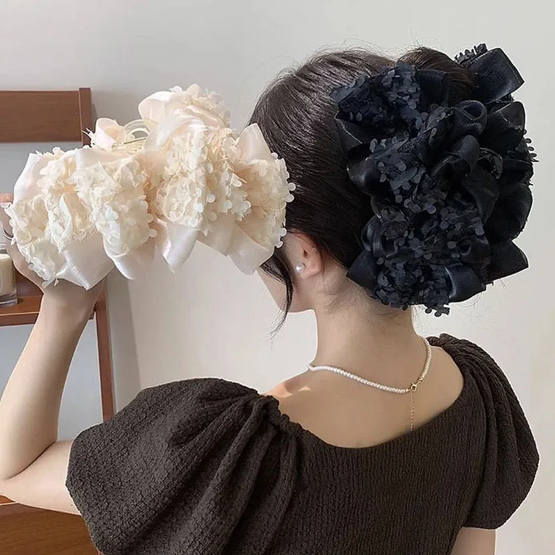 

Корейский стиль Bubble Souffle Кружева Двусторонний бант Плиссированная заколка для волос Женская прическа Заколка в виде акулы Аксессуар для волос