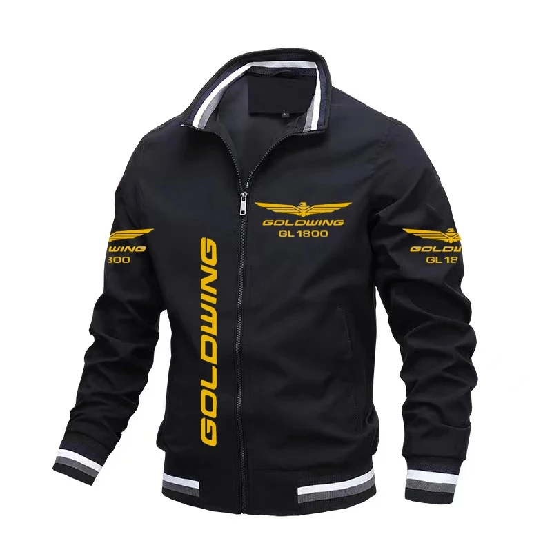 Chaqueta con estampado de ala dorada Honda para hombre y mujer, chaqueta Bomber ajustada para motocicleta, tendencia de moda, nueva