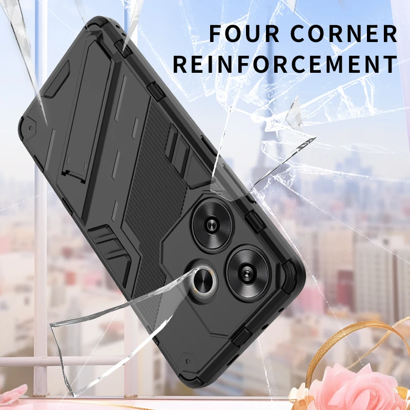 For Poco F6 5G Case Armor Shockproof Kickstand Phone Case for Xiaomi PocoF6 Poco F6 Little F 6 Car Magnetic Holder Back Cover