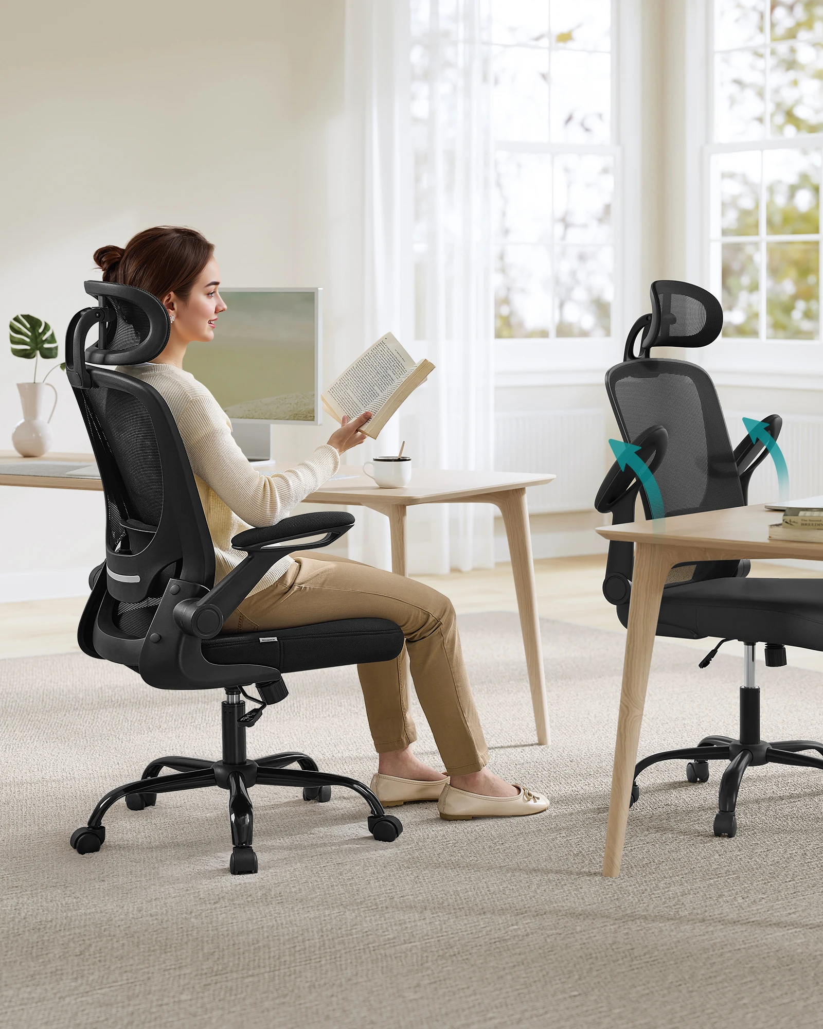 SONGMICS office chair ergonomic desk chair swivel chair with mesh