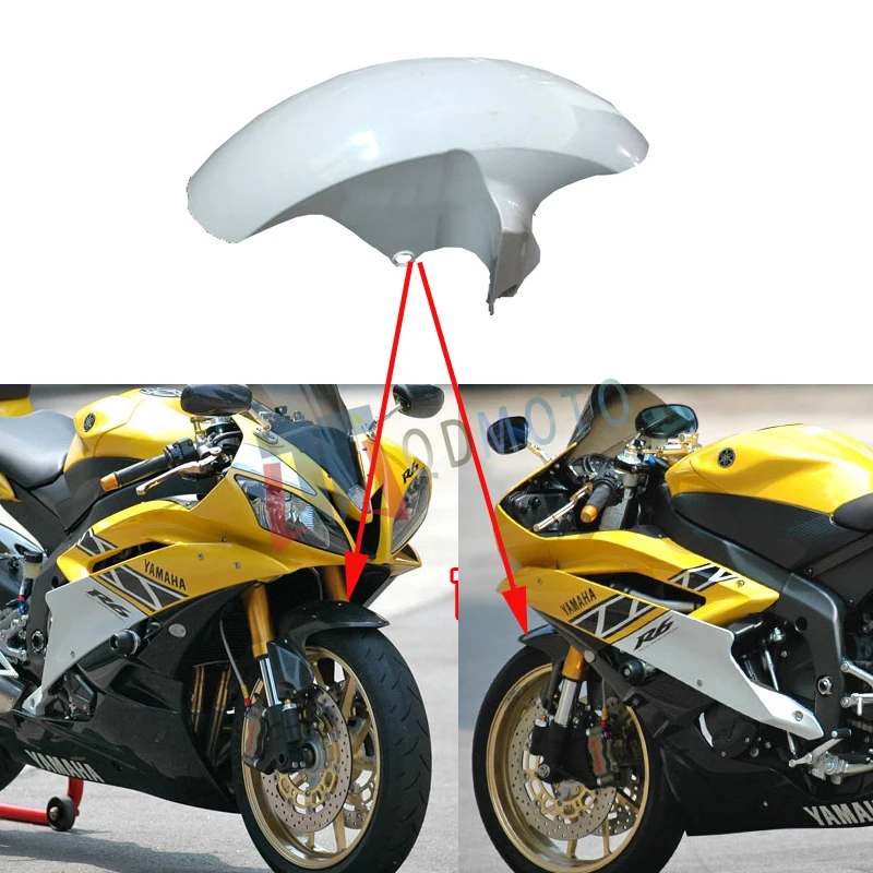For Yamaha YZF-R6 2006 2007 Unpainted Front Mudguard Fender ABS Injection Fairing R 6 06 07 Motorcycle Modified Accessories