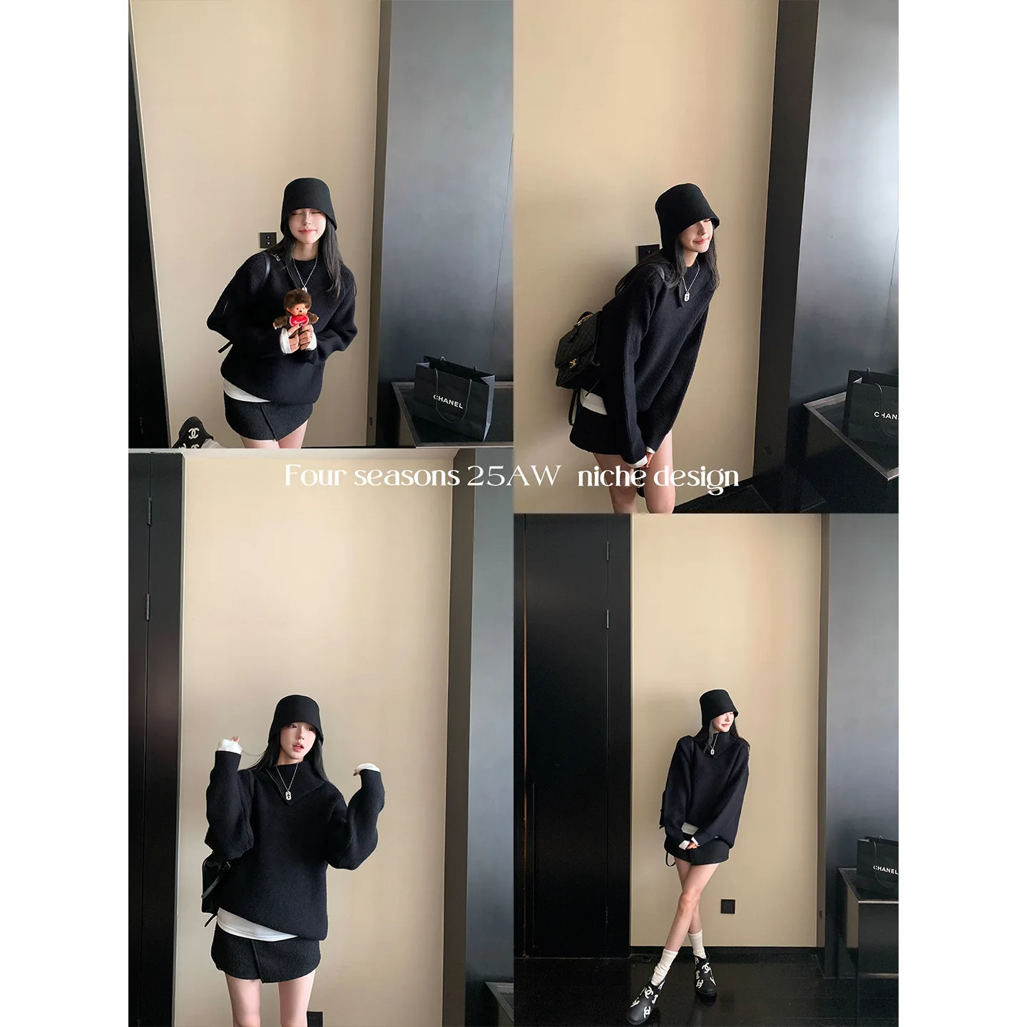 Women Shoulder Zip Sweatshirt 2025 Winter New Women's Turtleneck Knitting Sweater Multi Versatile Design Unique Niche Knit Top