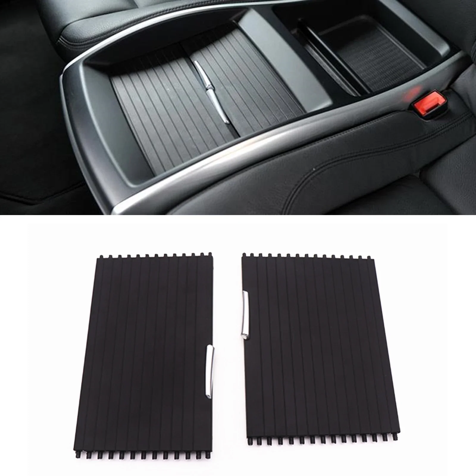 

New！Rear Water Cup Holder Roller Blind Cover Storage Box Drink Panel Shade Zipper Sliding Mat For BMW X5 X6 E70 E71 E72 2007-201