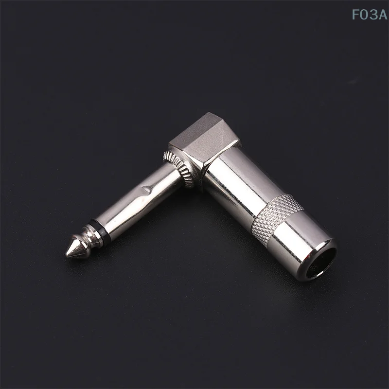 Metal 6.35mm Plug Right Angle Male Mono Plug L-Shape Audio Connector For Guitar Audio 1/4