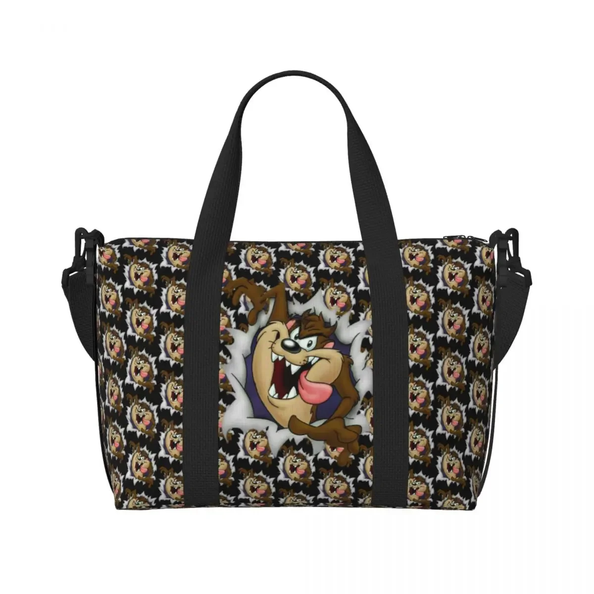 

Custom Tasmanian Devils Beach Tote Bag Women Extra Large Gym Carry On Taz Cartoon Comic Travel Shopping Bags