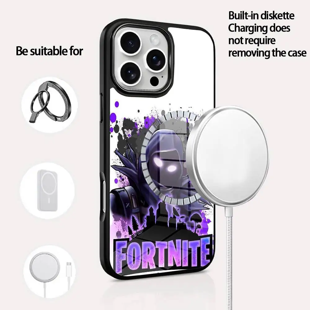 

R-Royales F-Fortnites Phone Case For IPhone 16 15 14 13 12 11 Pro Max Plus Mini Magsafe Mirror Wireless Magnetic Cover