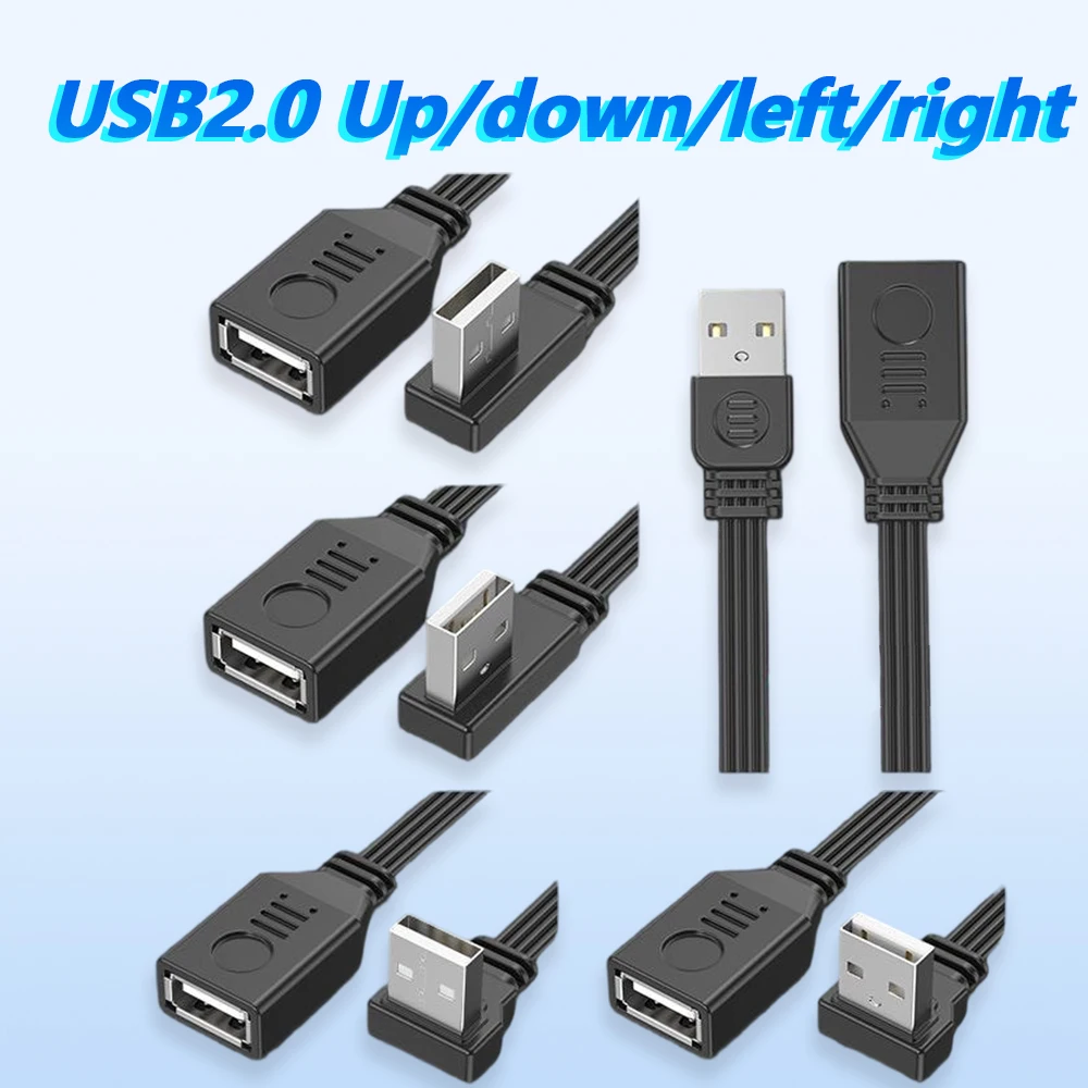 

USB2.0 Up Down Left Right Angled Extension Adapter Cable for HD TV Mouse Keyboard Mobile Phone Laptop Computer Game Console