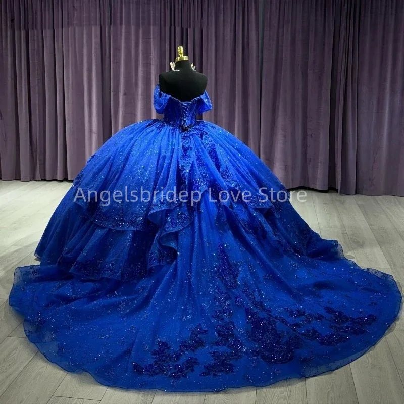 Angelsbridep ชุดเดรส Charming สีฟ้าชุดไปงานเต้นรำ15ปี quinceanera ชุดราตรีวันเกิด2025ชุดเดรส vestidos de Fiesta