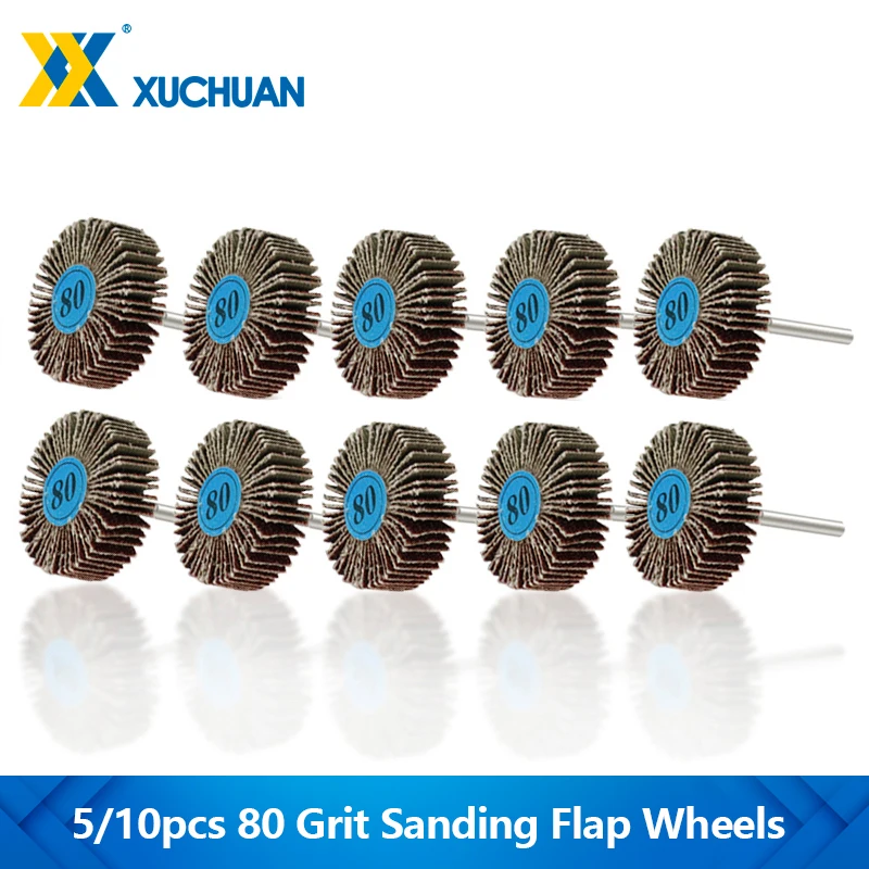 5/10pcs Louver 80 Grit Grinding Sanding Sandpaper Flap Wheel Discs 3.175mm Shank Shutter Polishing Wheel For Dremel Rotary Tools