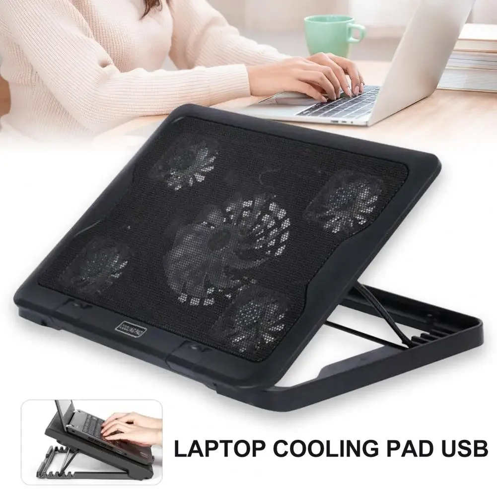 Wide Compatibility Non-Slip Desktop Laptop Cooler with 5 Noise-Free Fans for Gaming Laptop