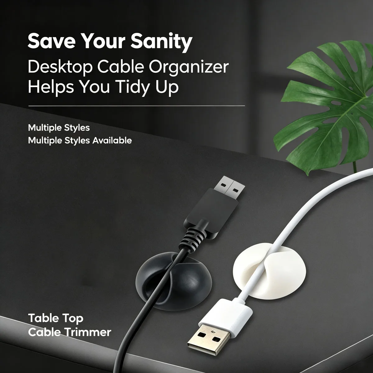 Self Adhesive Silicone Cable Holder Clips, No Residue Desk Cord Organizer, Universal Wire Keeper for USB Earphone Mouse