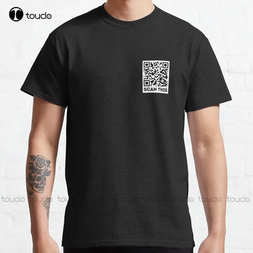 Rickroll Qr Code Scan This Classic T-Shirt Custom Aldult Teen Unisex Digital Printing Tee Shirts Custom Gift Xs-5Xl Tshirt