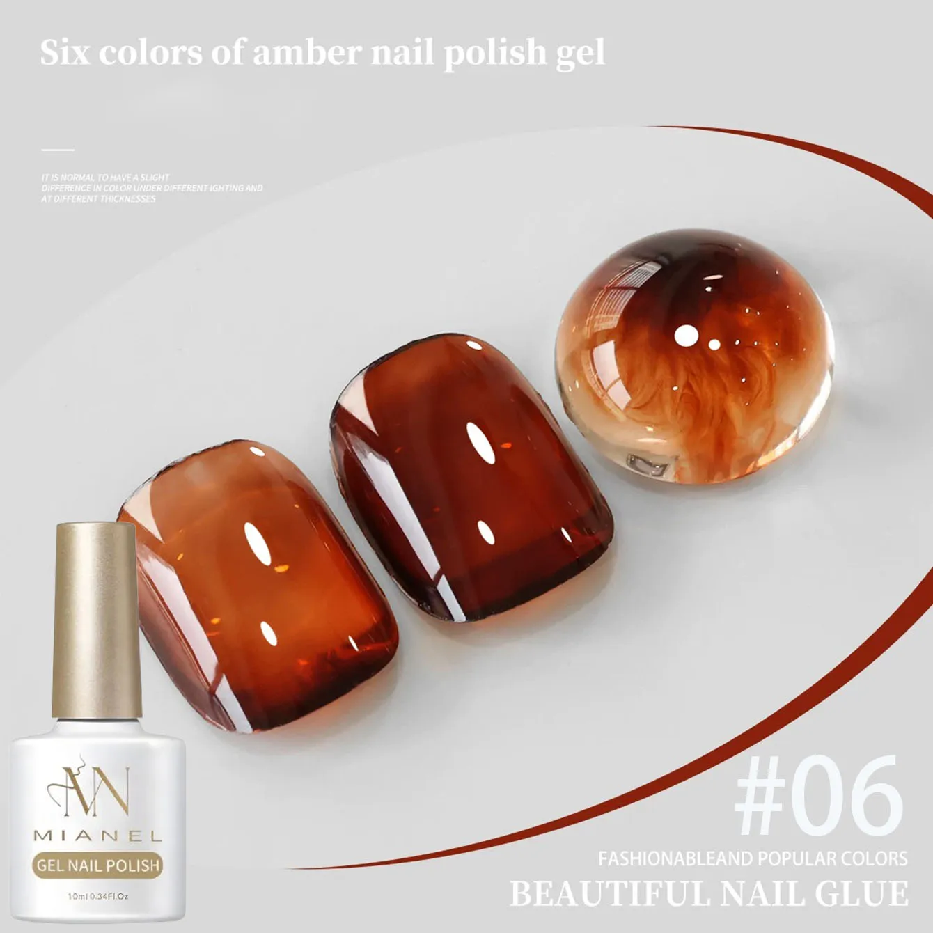 10ML 1-8 Stück Braune Bernstein-Serie Jelly Gel Nagellack Leoparden-Nägel Beliebter Online-Trend Eisklarer Schwarzer Karamell-Nagellack – Detail 10