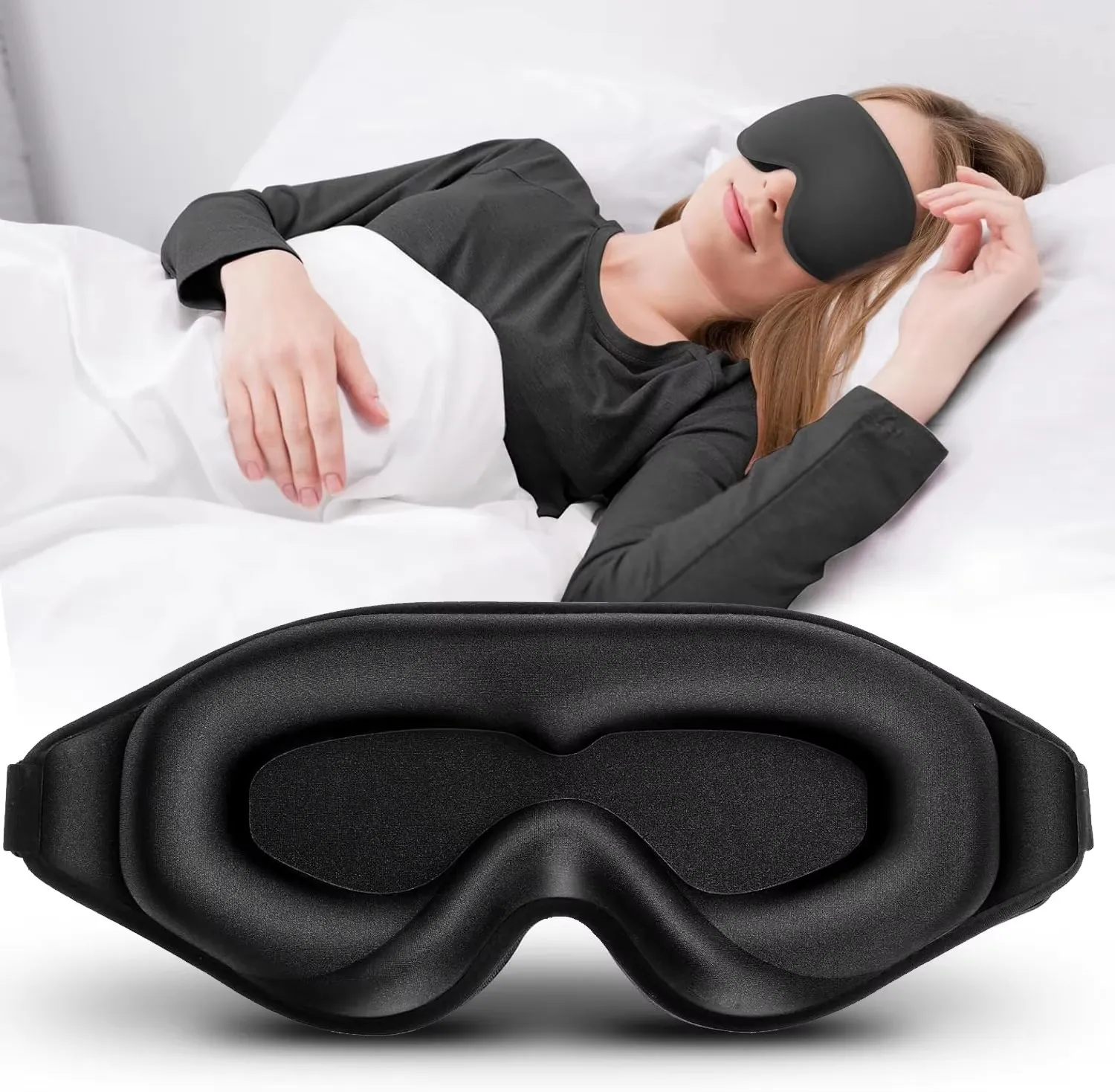 

3D маска для сна с контурной чашкой и повязкой на глаза, вогнутая формованная ночная маска для глаз, блокирующий свет с женщинами, мужчин, ночная маска для глаз, блок