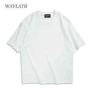Wavlatii-sommer übergroß für Männer und Frauen, lässige braune T-Shirts, Streetwear Koreanisch, Unisex, Basic, Solid, Young, Cool Tops 10 Cueca Koreanisch der Hauptverkäufe - №7