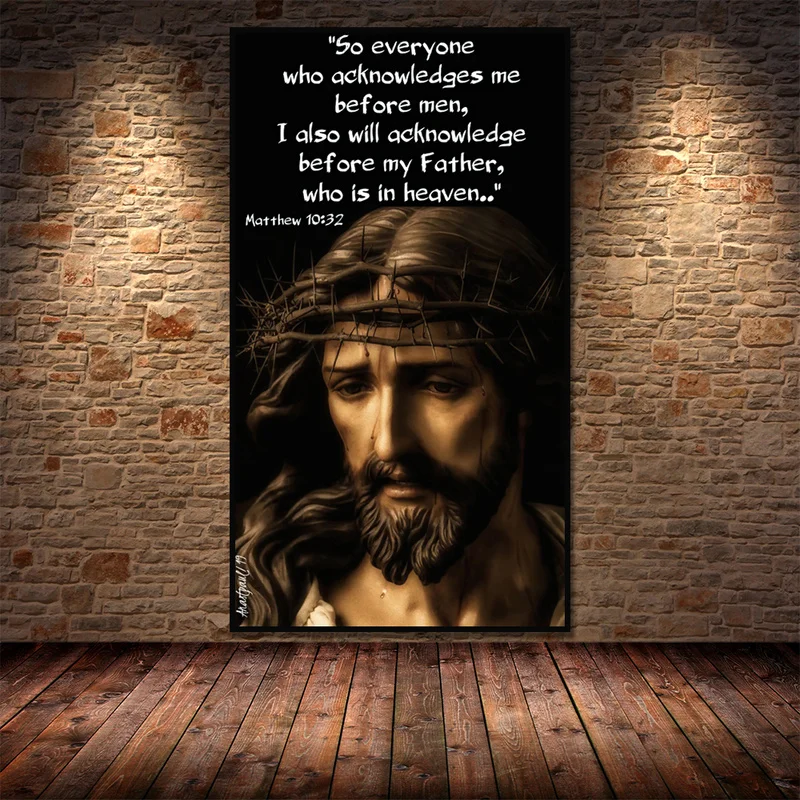 Figure Art Jesus Portrait with What He Said Poster Canvas Painting Wall Art Prints Picture for Living Room Modern Home Decor