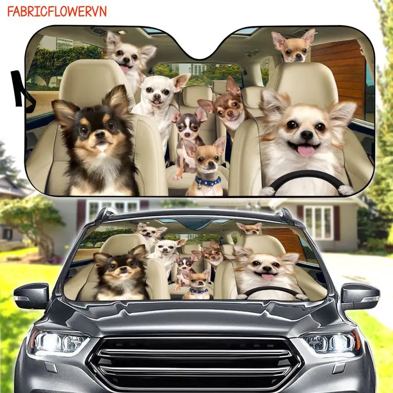 

Chihuahua Car Sunshade, Chihuahua Car Decoration, Chihuahua Windshield, Dog Lovers Gift, Dog Car Sunshade, Gift For Mom, Gift Fo