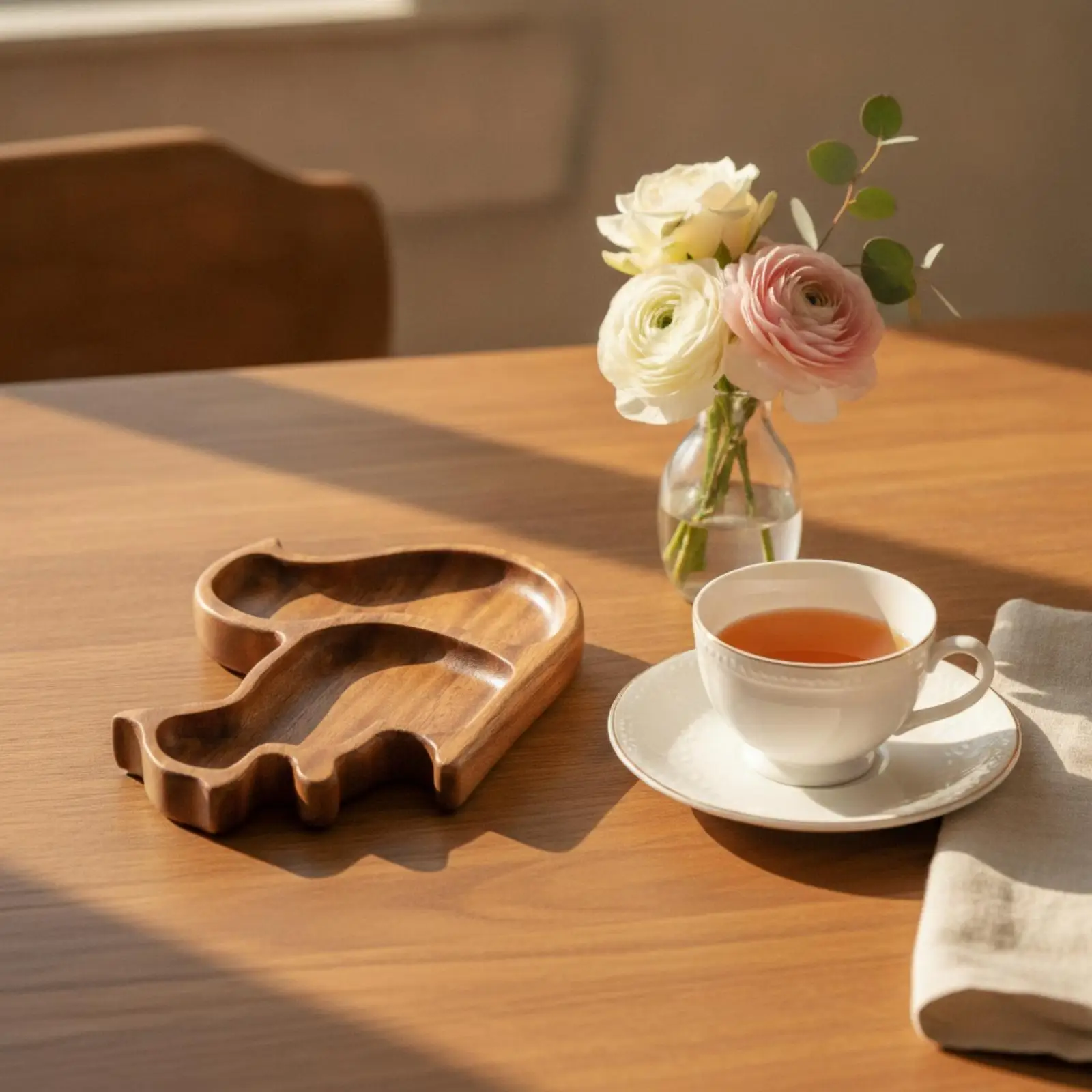 Squirrel Tray Rustic Platter with Sections Compact for Coffee Break