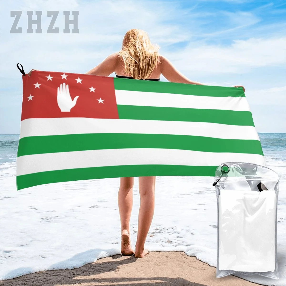 More Design Republic Of Abkhazia Flag Emblem Bath Towel Quick dry Microfiber Absorbing Soft Water Breathable Beach Swimming