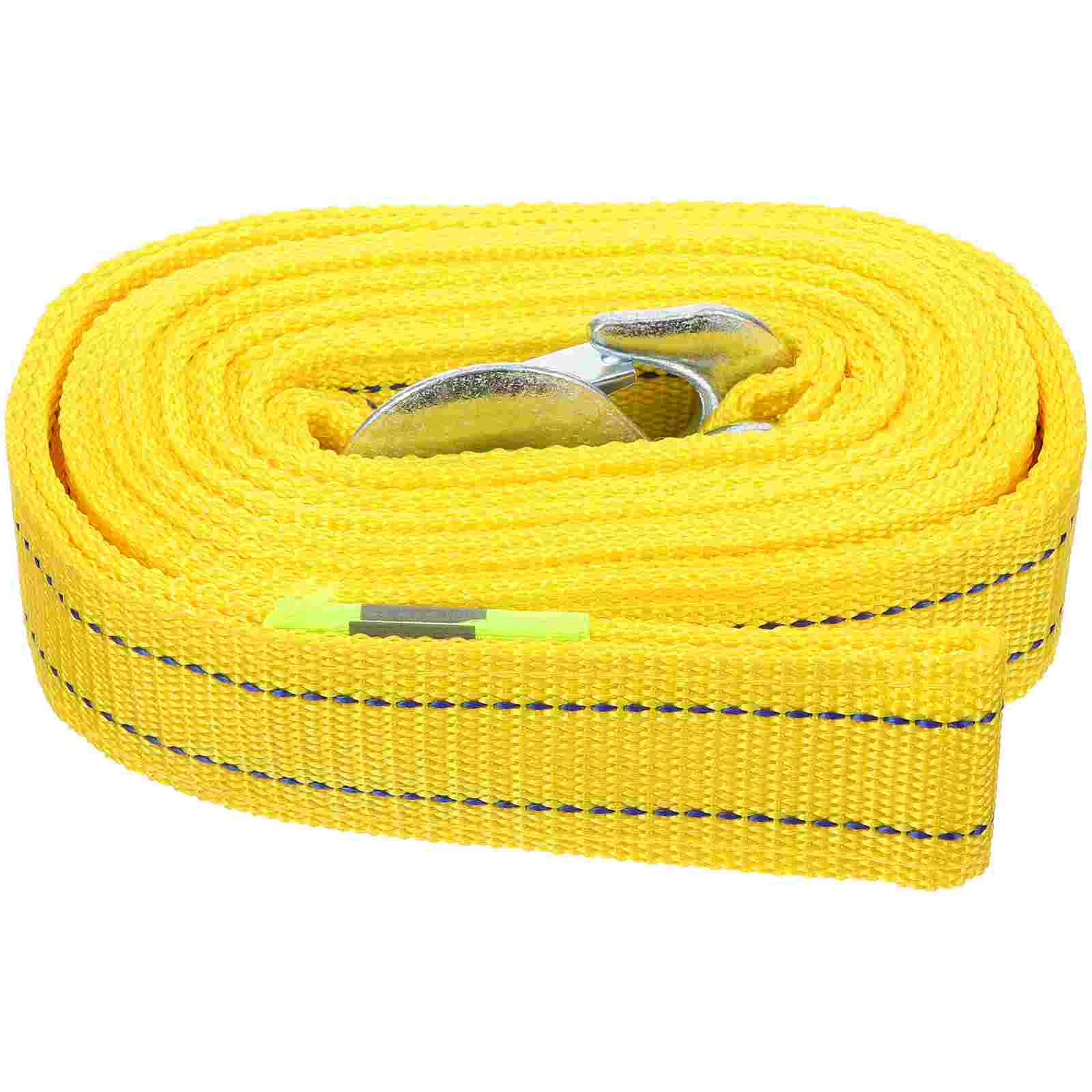 48m 5 Ton Car Trailer Rope Practical Outdoor Emergency Kit Polyester Double Layers Thicken Tow Rope (Yellow)