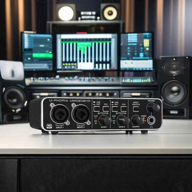 UMC202HD Professional USB External Audio Interface Sound Card for PC Recording Guitar Mobile Live Broadcast