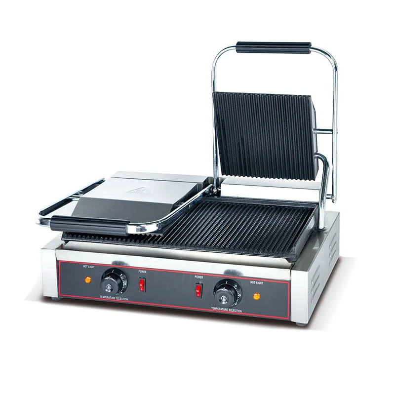 Factory Price Electric Panini Sandwich Double Head Steak Commercial Contact Grill For Sale