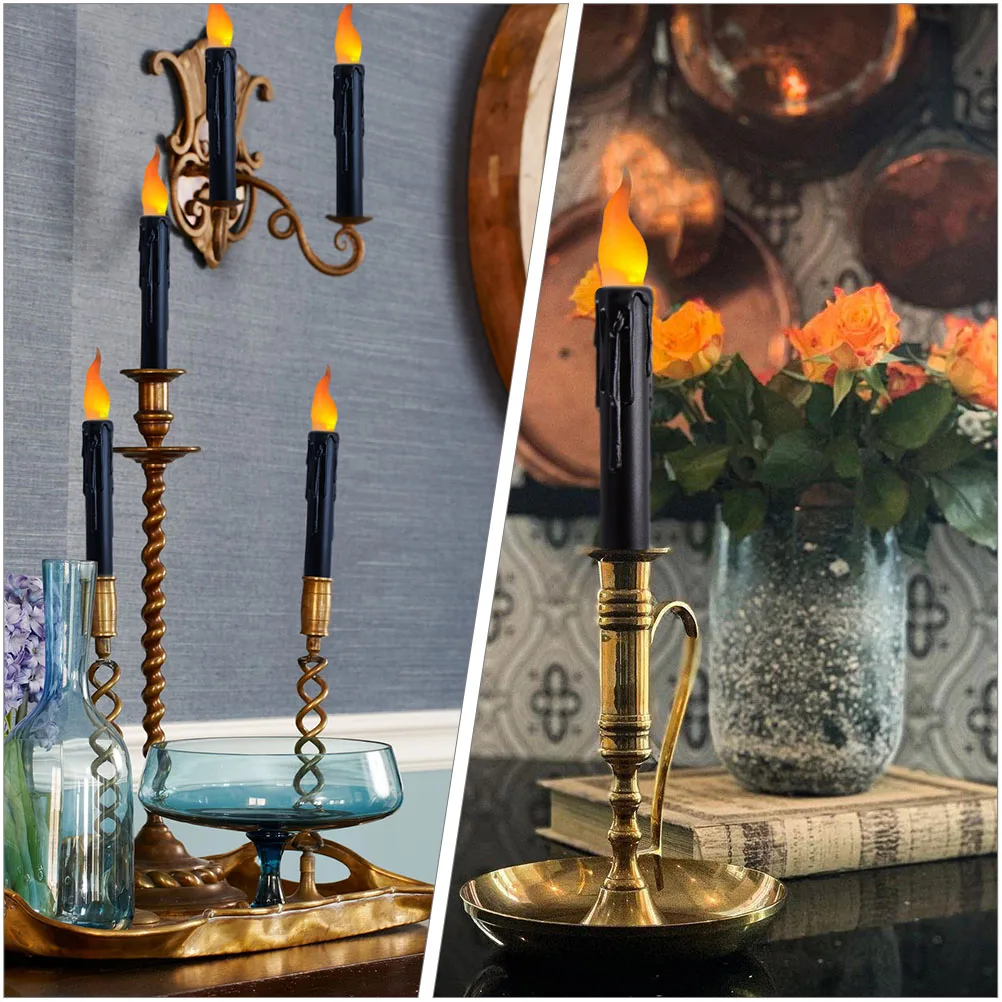 

6pcs Led Taper Candles Flameless Operated Candlesticks Party Wedding Christmas Halloween Decoration Warm Atmosphere