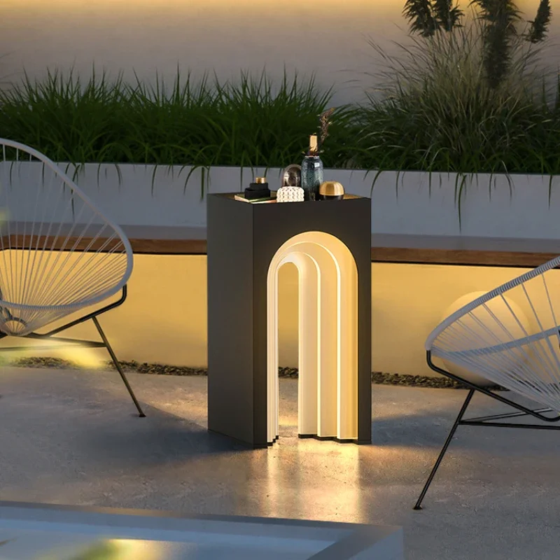 outdoor solar garden lamp, villa terrace lamp, waterproof table, atmosphere, courtyard floor