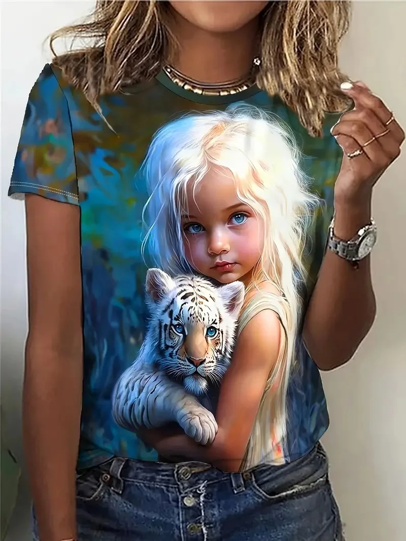 

Anime Cartoon Girl Pattern 3D Print Women's T-Shirts O-Neck Short Sleeve T Shirt Y2k Harajuku Tees Casual Tops Female Clothing