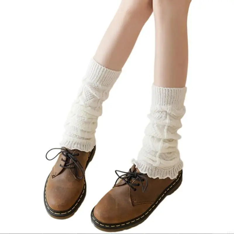 L5YC Estética Estética Cabe cable Femenina Estecadura pierna Stretch Covers Boot Covers Sweet Rusfled Trims Plised