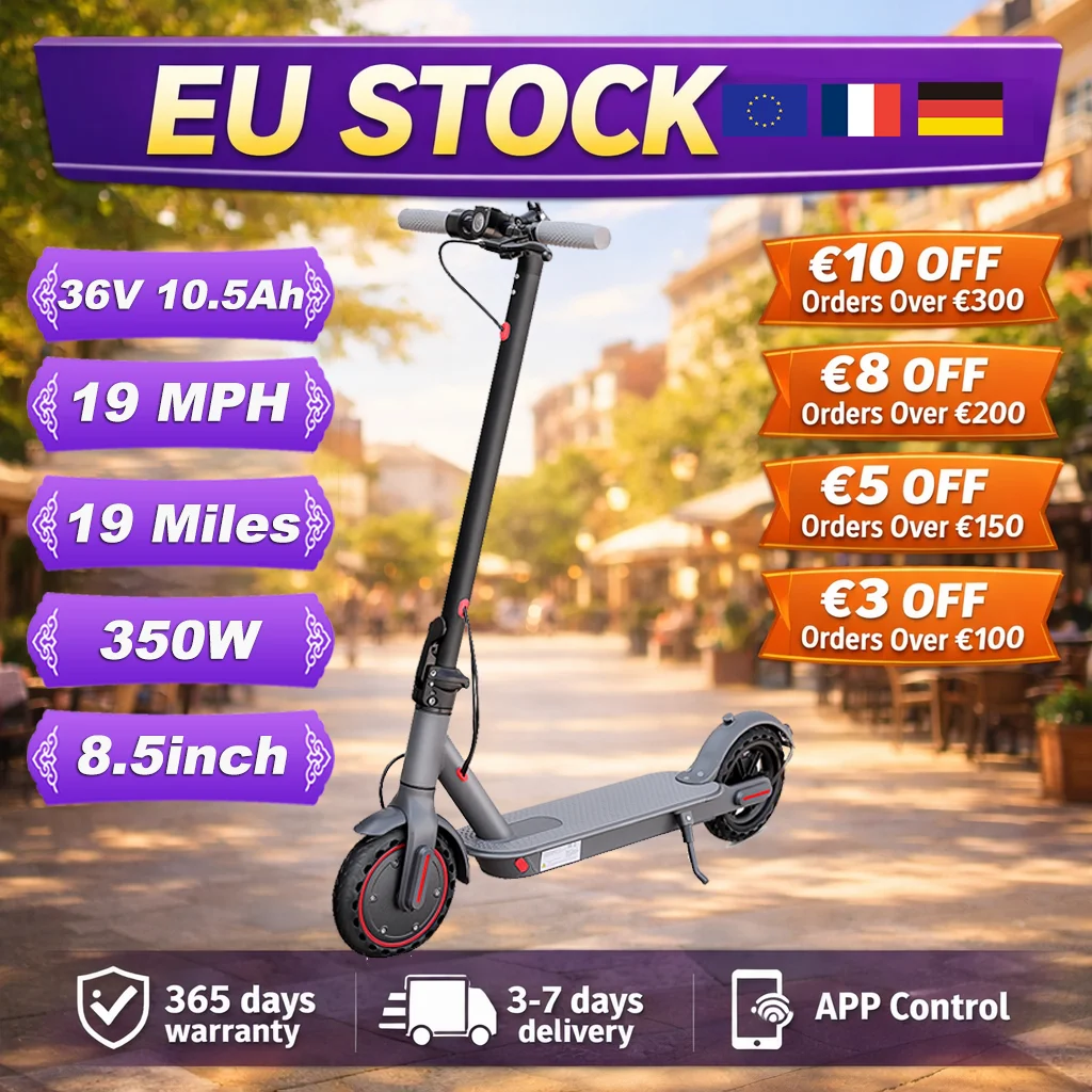Trottinette électrique pliable pour adultes EU 36V 350W, pneus solides de 8,5 pouces, vitesse de 31 km/h, autonomie de 16 milles, commande par application intelligente pour la conduite en ville
