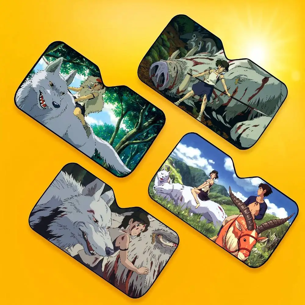 Anime P-Princess M-Mononoke Car Solar Protection Heated Windshield Sunshade Car Window Windscreen Cover Sun Shade Auto Sun Visor