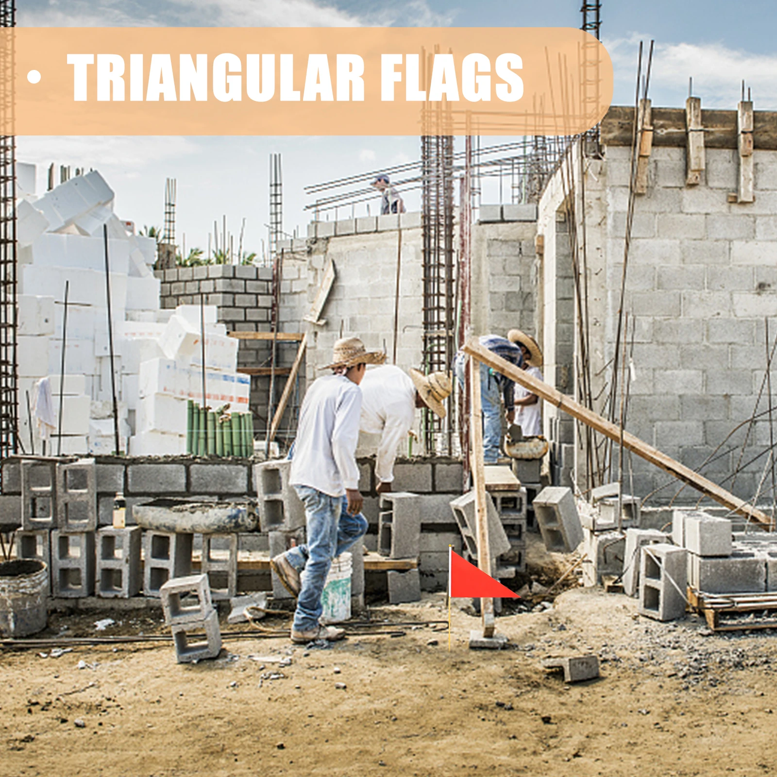 10pcs Marking Flags Triangular Ground Stake Included Survey Construction Utility Sprinkler Training Flags