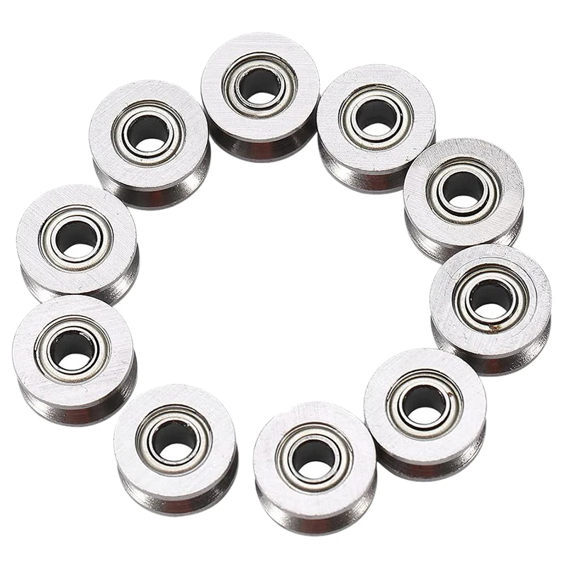 10pcs U Groove Bearing U624ZZ Carbon Steel Durable V Groove Ball Bearing Pulley for Rail Track Linear Motion Systems