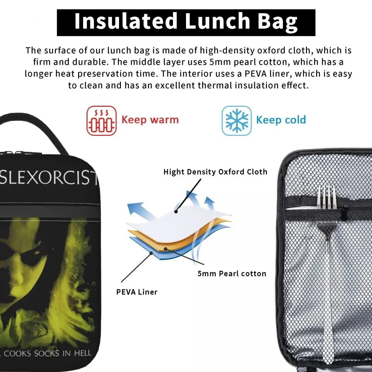 The Dyslexorcist Insulated Lunch Bags The Exorcist Horror Movie Storage Food Box Portable Cooler Thermal Lunch Boxes For School image 5