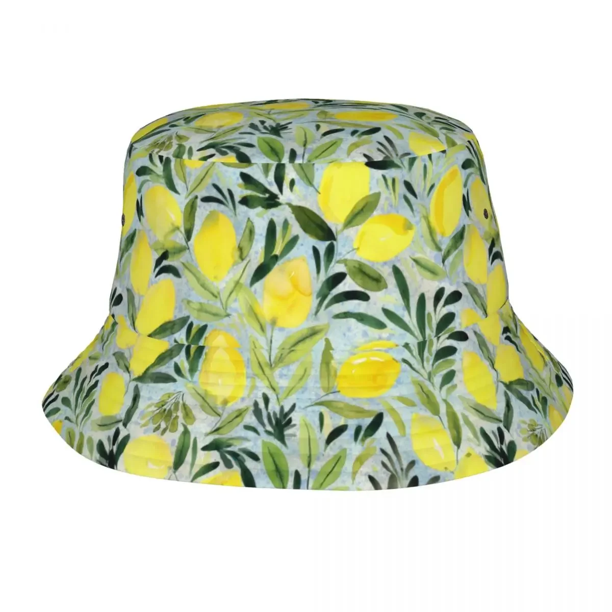 Watercolor Lemon Tree Unisex Bucket Hats Customize Summer Travel Beach Citrus Fruit Botanical Art Hat