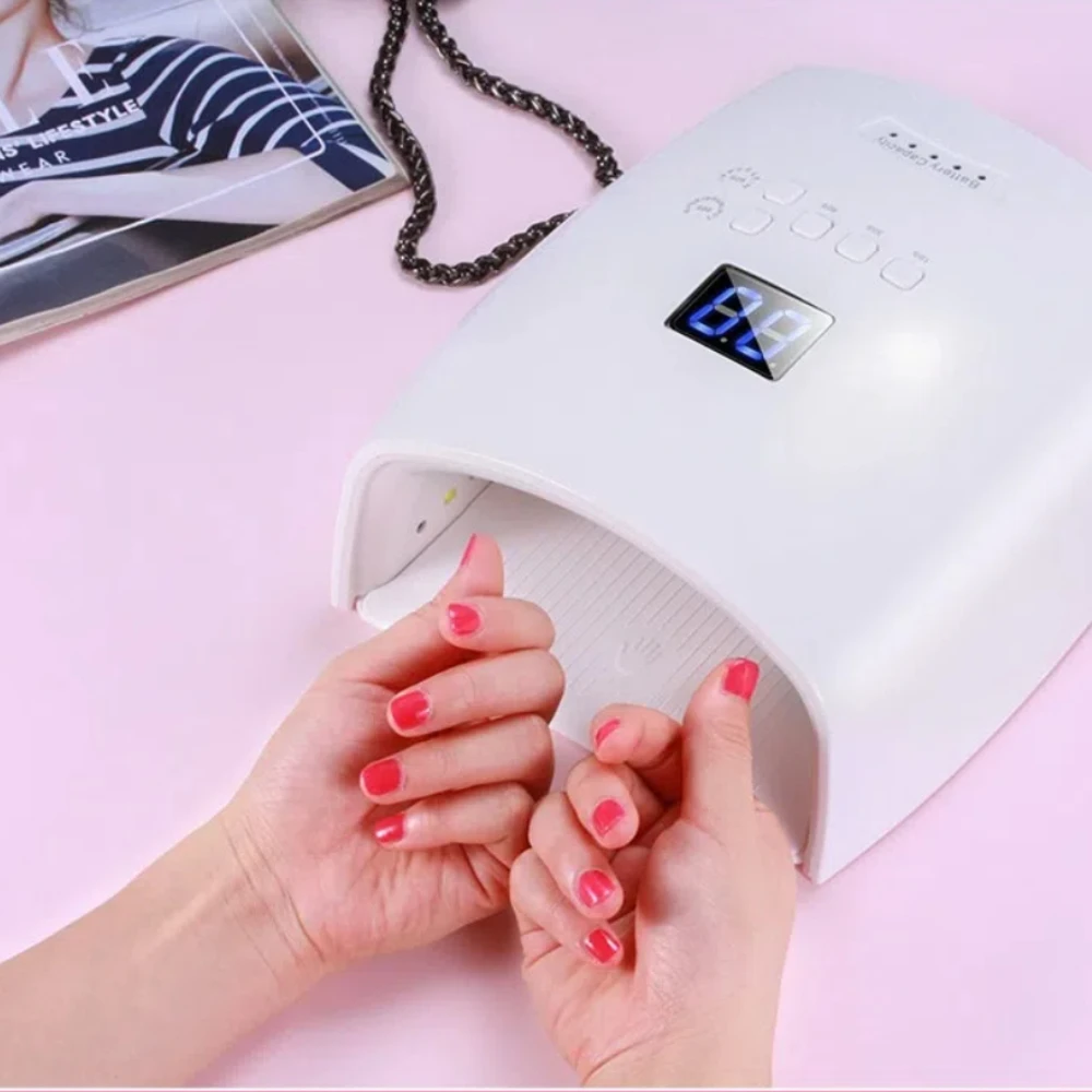 Lampe UV Portable Sans Fil, Rechargeable, Lumière Rouge Blanche, Sèche-Verhéritage Gel Professionnel, Pédicure et Manucure, Nail Art, 48W