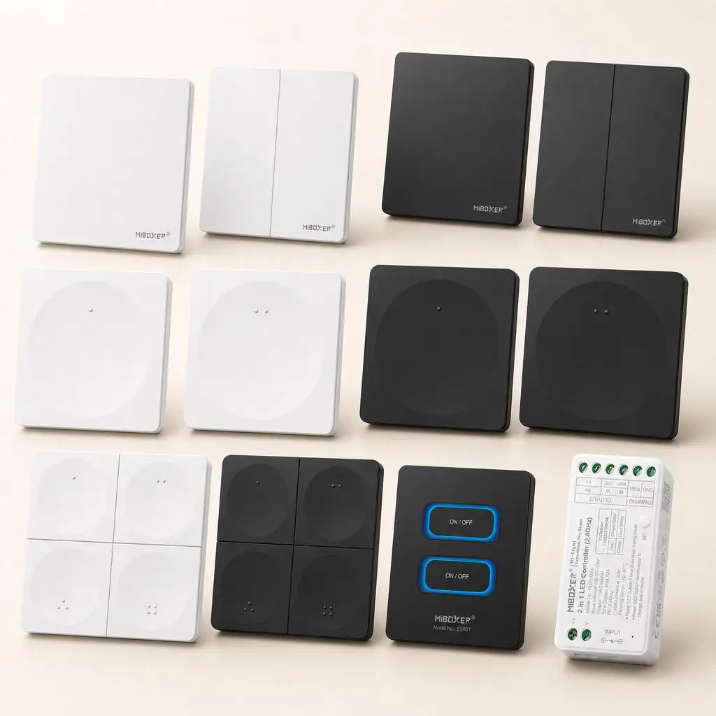 MiBoxer FUT035S+ ESR2T K4 PUSH3 DC12-24V 1-4GANG 2.4GHzRF 2in1 Dual White Single Colour Smart LED Strip Light Dimmer Controller