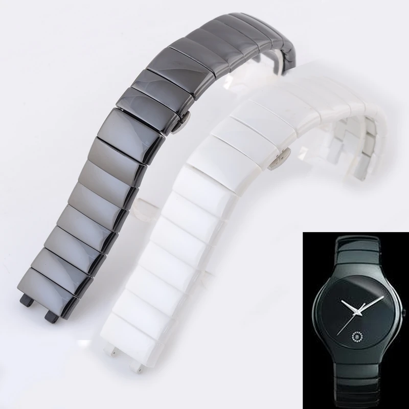 

High Quality Ceramic Watch Strap For Rado Genuine Series Black And White Ceramic Watch Chain For Men And Women Watchband 21mm