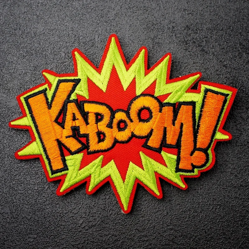 KABOOM (Size:8.5X10.5cm) DIY Badge Patch Embroidered Applique Sewing Clothes Stickers Garment Apparel Accessories