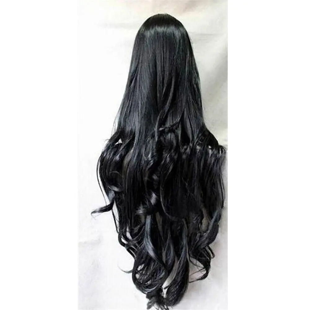 Black 80cm Fashion Long Curly Hair Wig High Temperature Silk Cos Animation Wigs