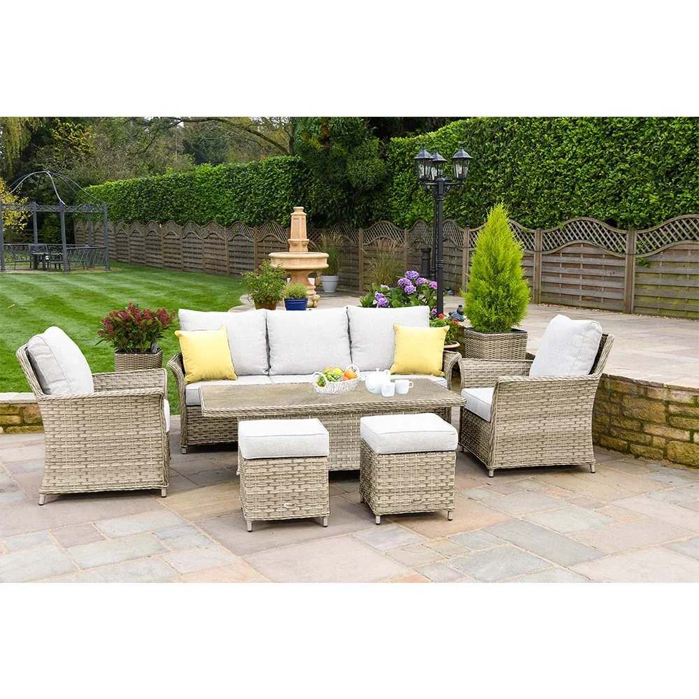 

For Modern Outdoor Rattan Furniture Garden Set Patio Sofa with Adjustable Rising Table