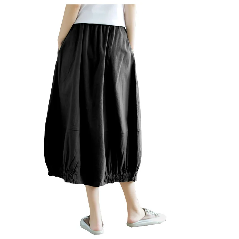 Fengbaoyu Linen Spring Summer Lady Half Skirt New Black Skirt Loose Large Size 5XL Tight Waist Cotton Linen Skirt Korean Fashion