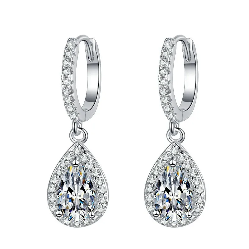 

ES0028Lefei Fashion Luxury Diamond-set Classic 1 Ct Moissanite Waterdrop Dangle Earrings For Women 925 Silver Party Jewelry Gift