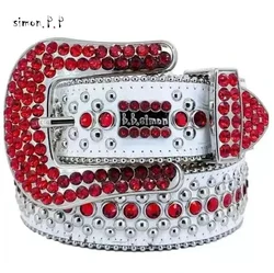 Designer Bb Belt Simon Belt for Men Women Shiny Diamond Belt Black on Black Blue White Multicolour with Bling Rhinestone As Gift